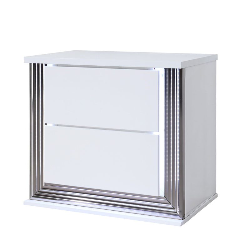 Moon - Smooth Nightstand With LED - White