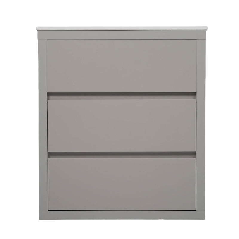 Freestanding Bathroom Vanity With Ceramic Sink, 2 Full Extension Drawers