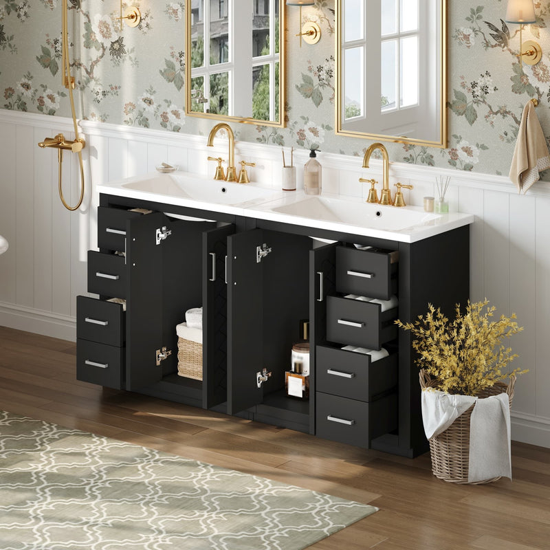 Bathroom Vanity Set With Sink, Storage Cabinet With Drawers & Soft Closing Doors