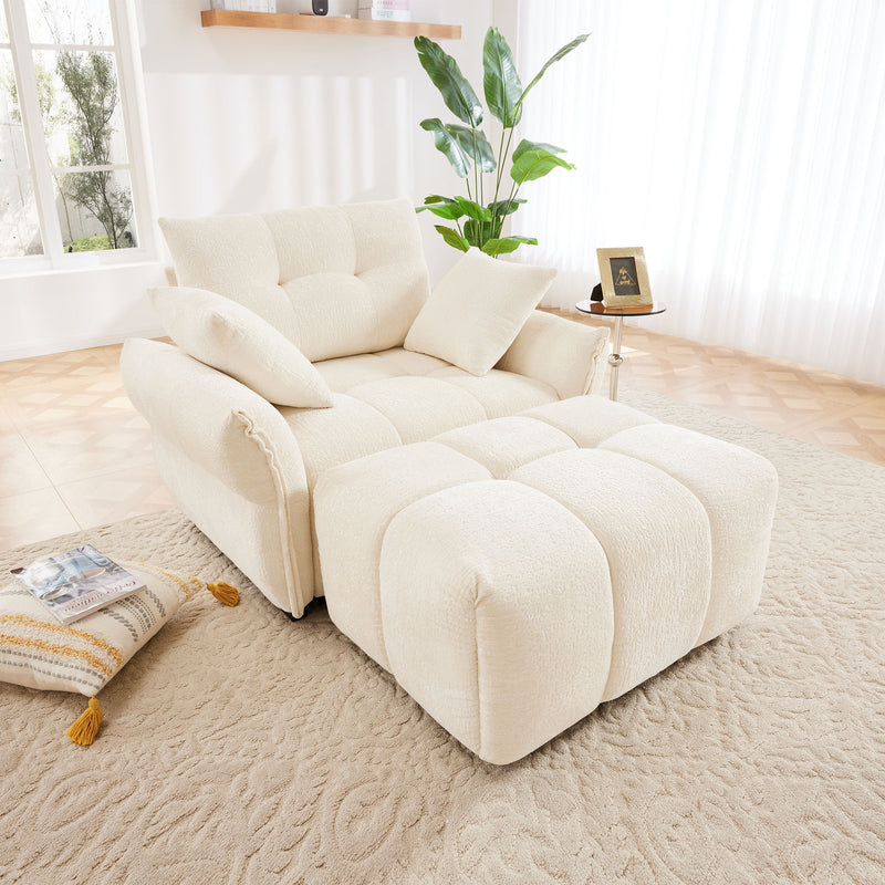 Ergonomic Single Seater Sofa With Ottoman, High Resilience Support Cushions