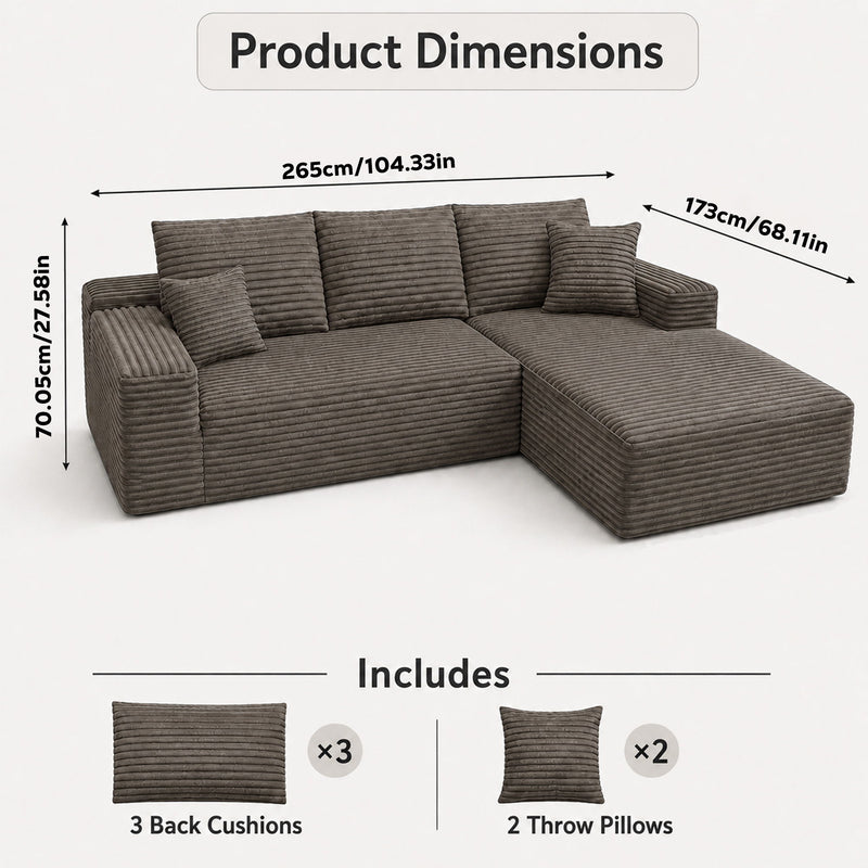 Modern L-Shaped Sectional Sofa With Left Facing Chaise
