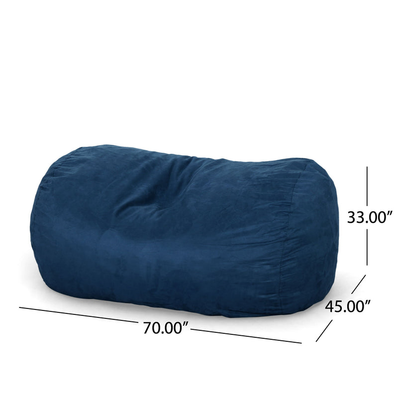 Marlin - 6.5 Foot Cylindrical Bean Bag With Removable Suede Cover - Midnight Blue