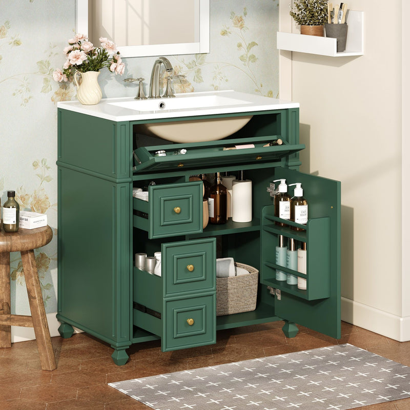Bathroom Vanity Cabinet With Sink, Soft Close Doors With Door Organizer