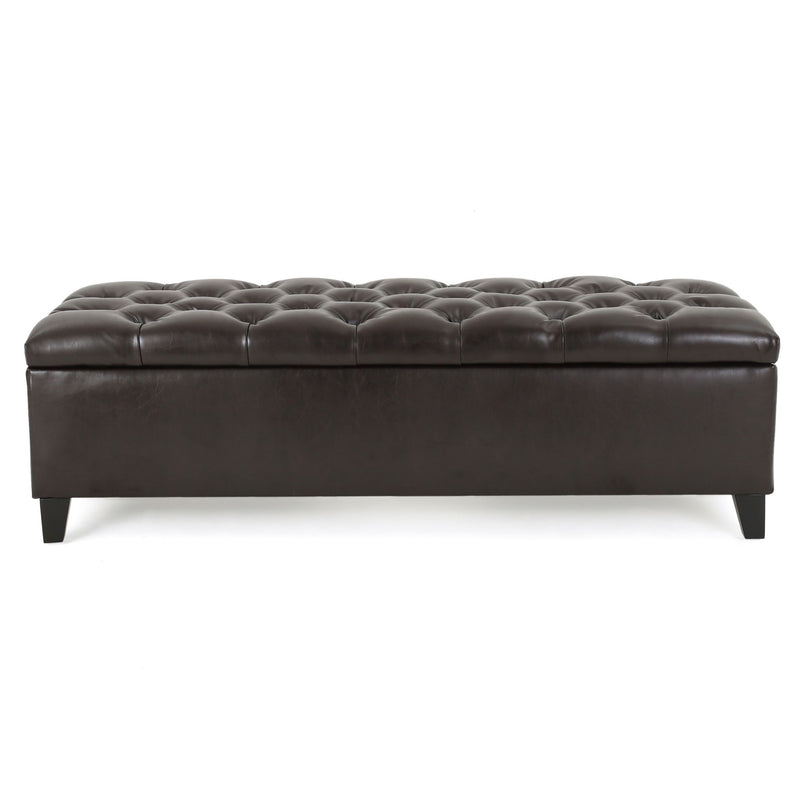 Nebulous - Upholstered Ottoman With Storage And Diamond Tufted Seat - Brown