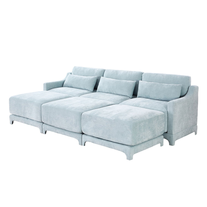 Stylish Sofa With Ottoman And Lumbar Pillows, Ergonomic Design