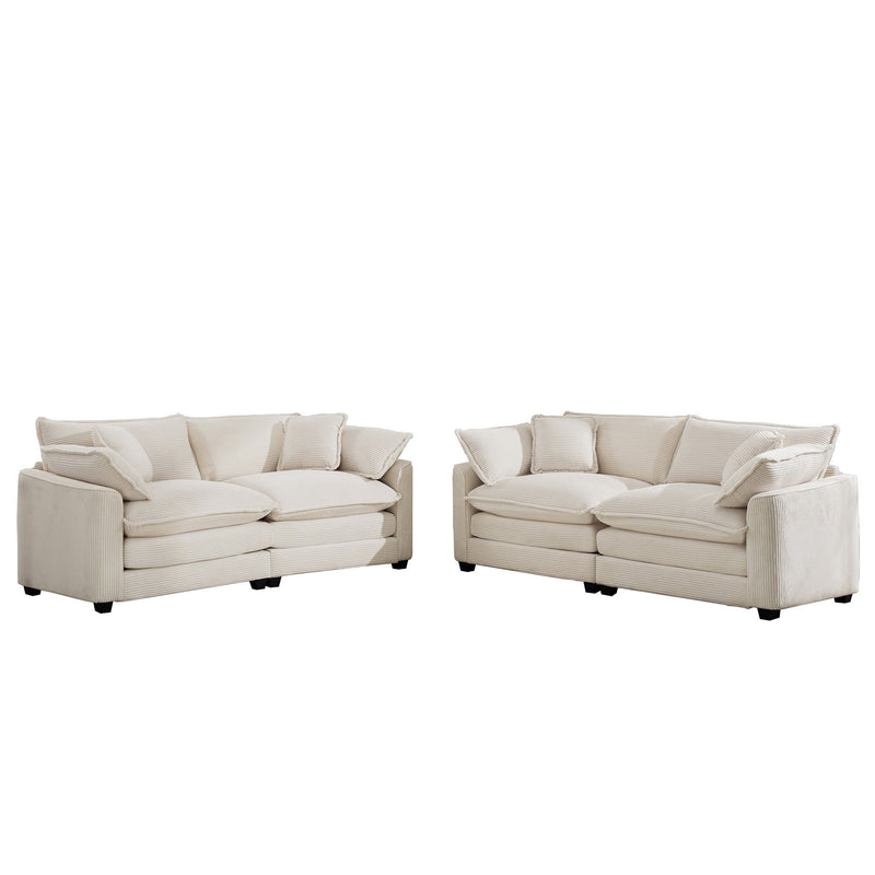 Elegant Corduroy Oversized Sectional Sofa Set With Deep Seats And Flexible Layout
