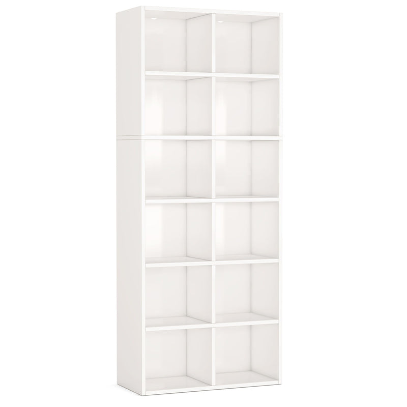 Narrow 12 Cube Bookcase With Closed Back For Living Room - White