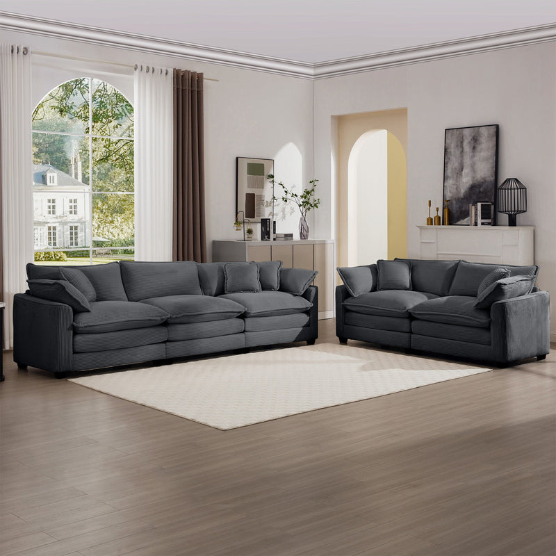 Elegant Corduroy Oversized Sectional Sofa Set With Deep Seats And Flexible Layout