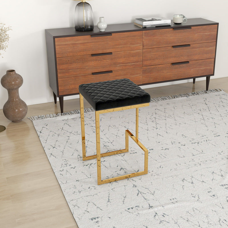 Joel - Upholstered Stool - Black / Gold