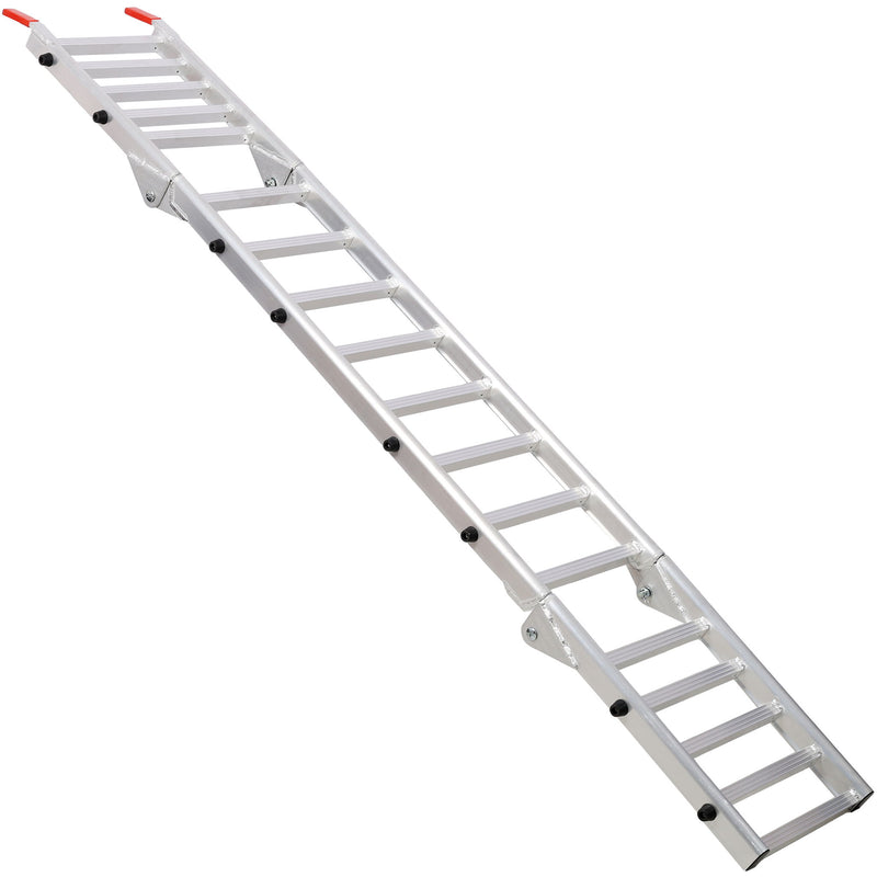 Ramp For Motorcycle / Lawn Mower / ATV, 2 In 1 Ramp And Tailgate Extender - Silver