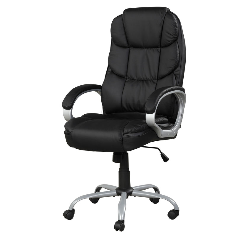 Upholstered Office Chair, Adjustable Height Swivel Chair - Black