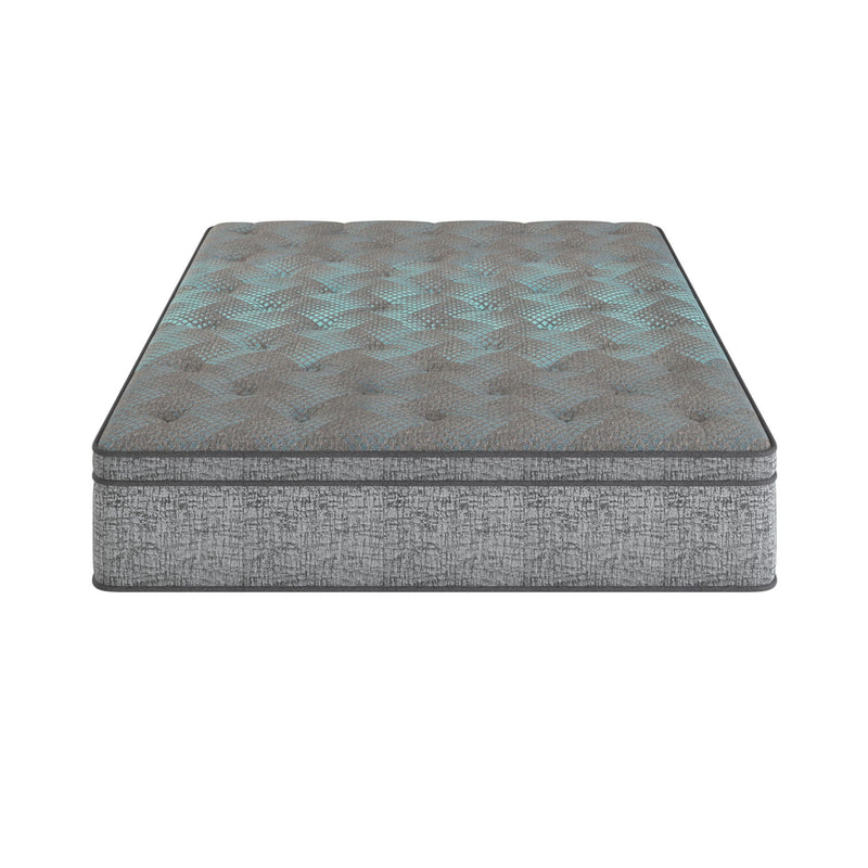 Comfort Care - 10" Twin Extra Long, Hybrid Euro Top Mattress Plush Comfort - Gray / Blue