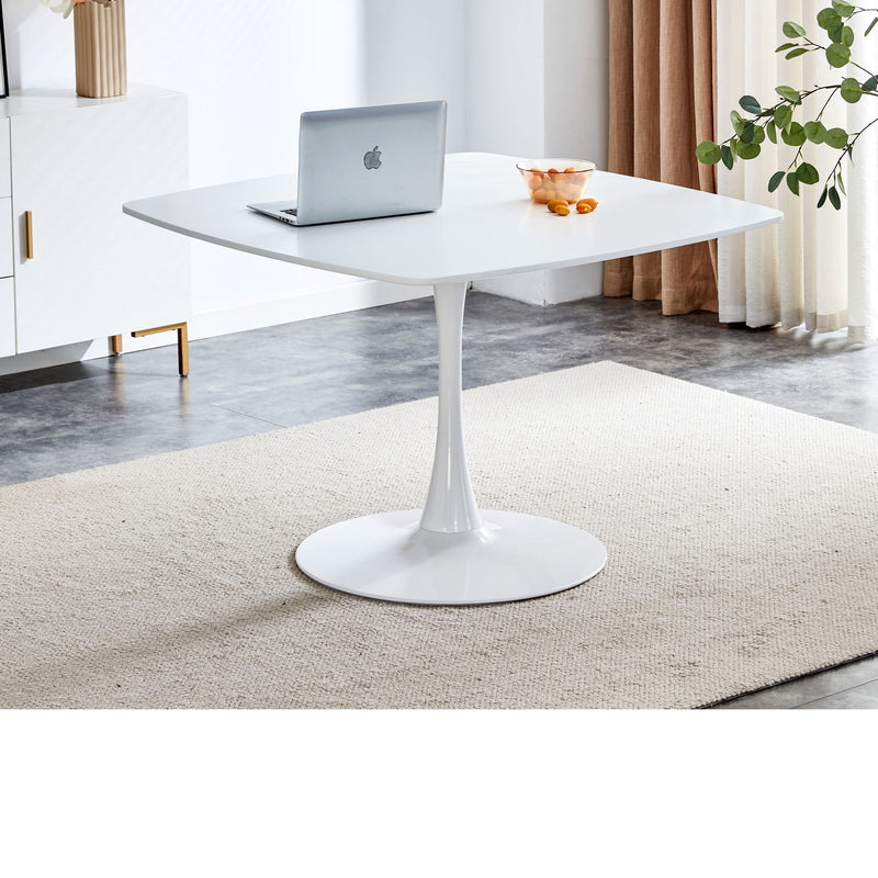 Table Mid-Century Dining Table For 4-6 People With Round MDF Table Top, Pedestal Dining Table, End Table Leisure Coffee Table