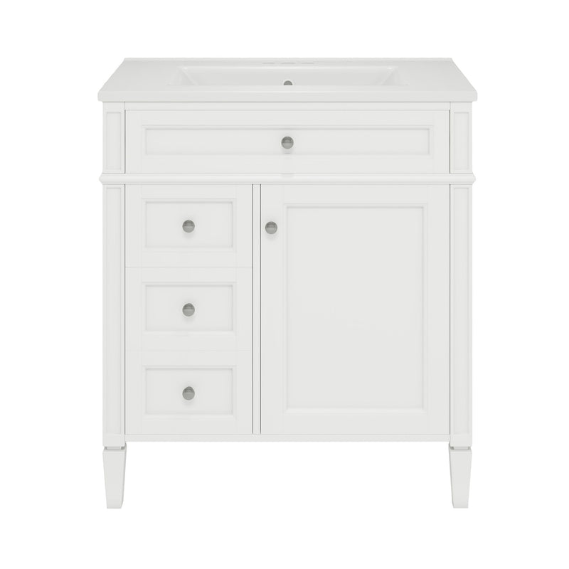 Bathroom Vanity With Top Sink, Modern Bathroom Storage Cabinet With 2 Drawers And A Tip-Out Drawer