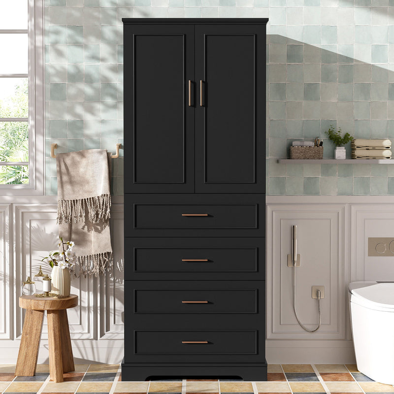 Freestanding Bathroom Cabinet With 3 Drawers, Adjustable Shelf, Soft Close Doors