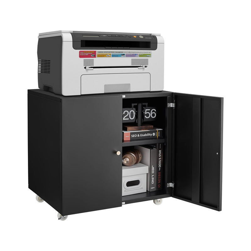 Office Furniture Copier Cabinet 2 Door Steel Copier Stand Mobile Pedestal File Printer Stand