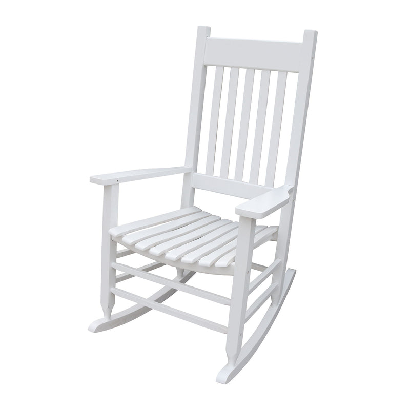 Classic Wooden Porch Rocker Chair White Populus Wood Comfortable Design