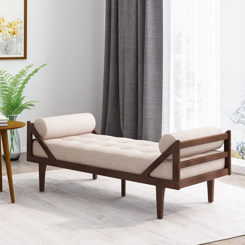 Chic Contemporary Chaise Lounge With Button Tufting And Bentwood Structure