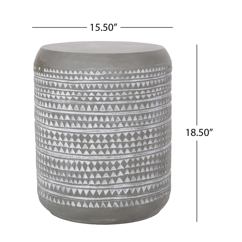 Outdoor Side Table With Cylindrical Shape - White