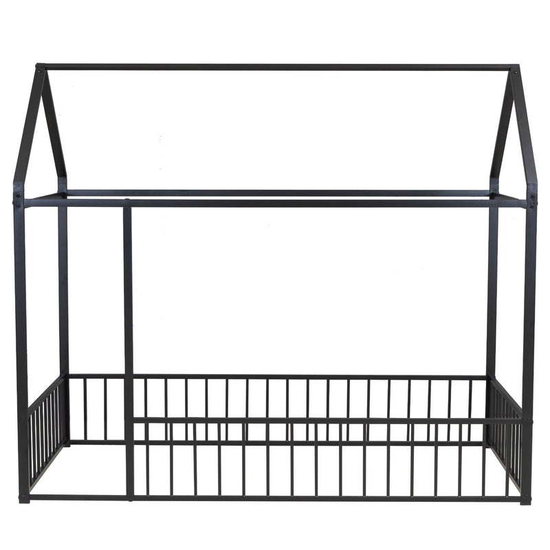 Metal Bed House Bed Frame With Fence