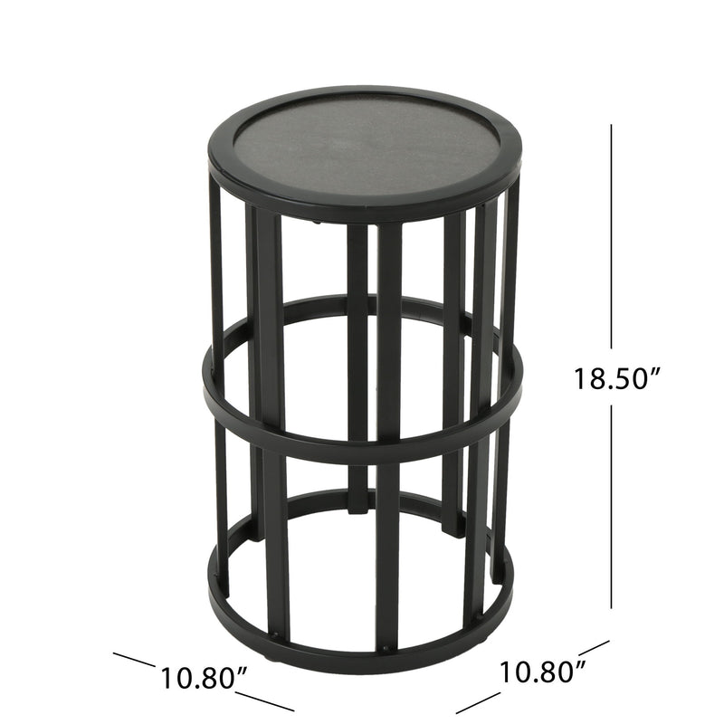 Outdoor Powder Coated Side Table - Gray