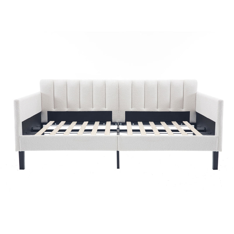 Elena - Boucle Upholstered Daybed, Ribbed Tufted Backrest