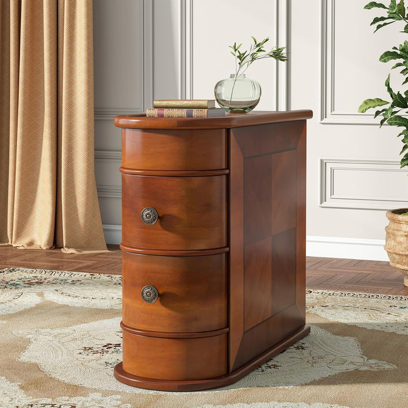 Narrow 2 Drawer End Table
