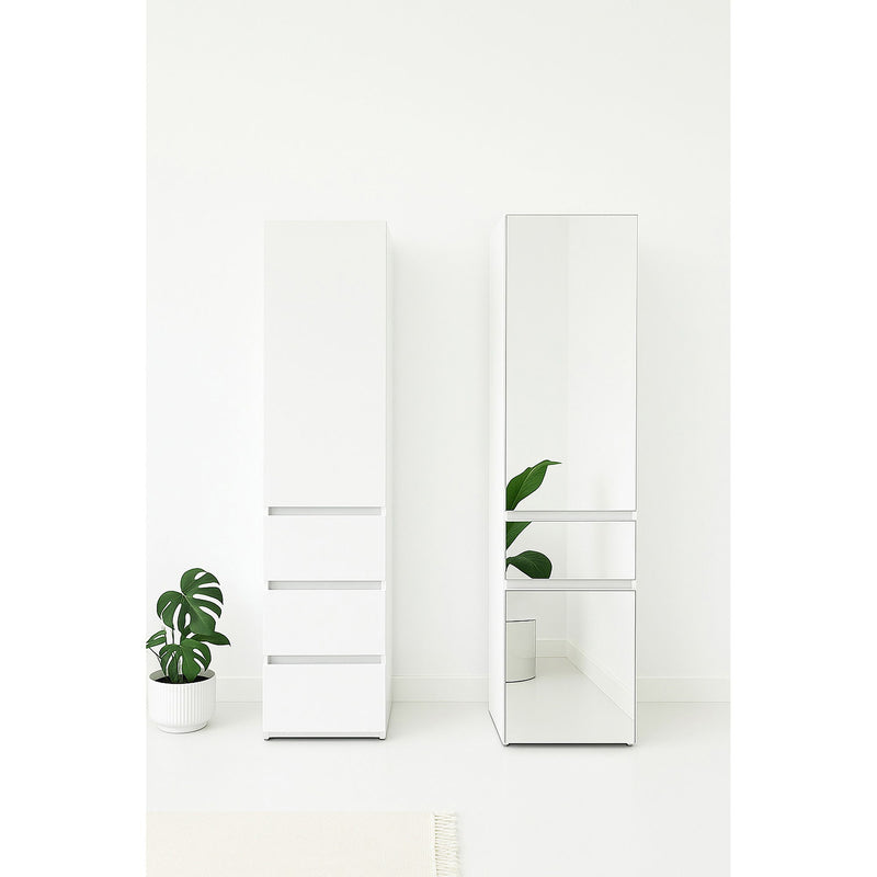 Elise - Modular Wood Closet System With Mirror In Customizable Storage Solution - White
