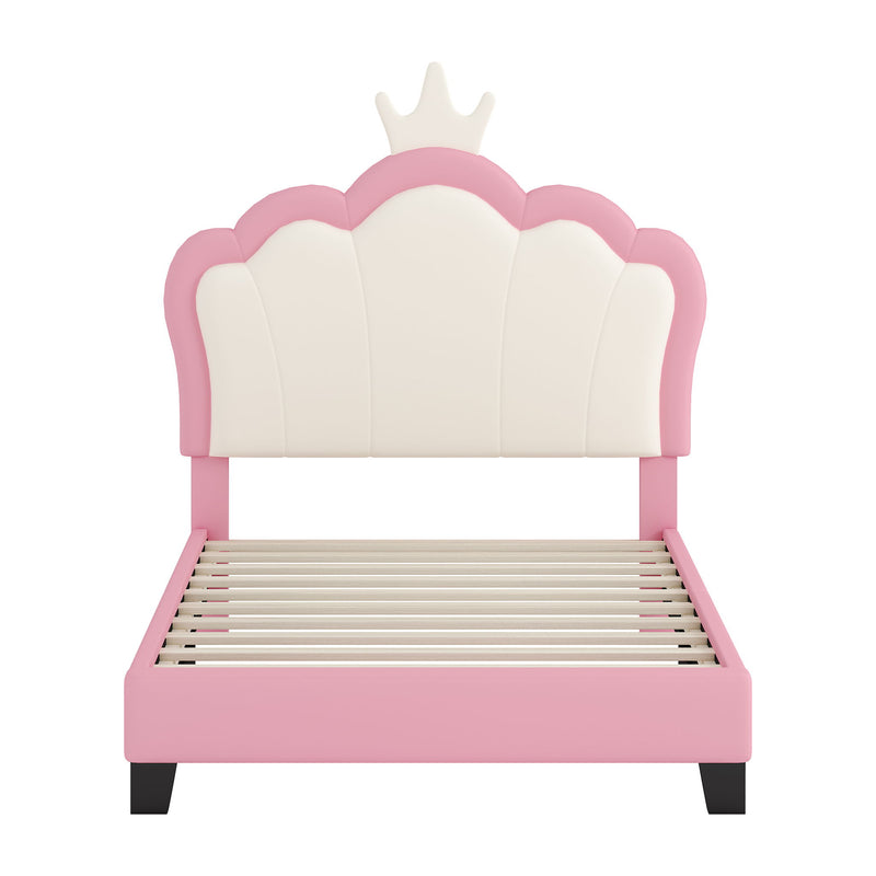 Upholstered Princess Platform Bed With Crown Headboard