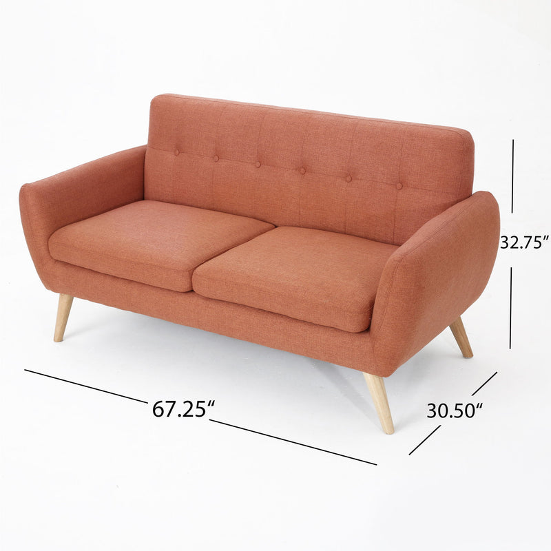 Modern Loveseat Sofa With Button Tufted Backrest