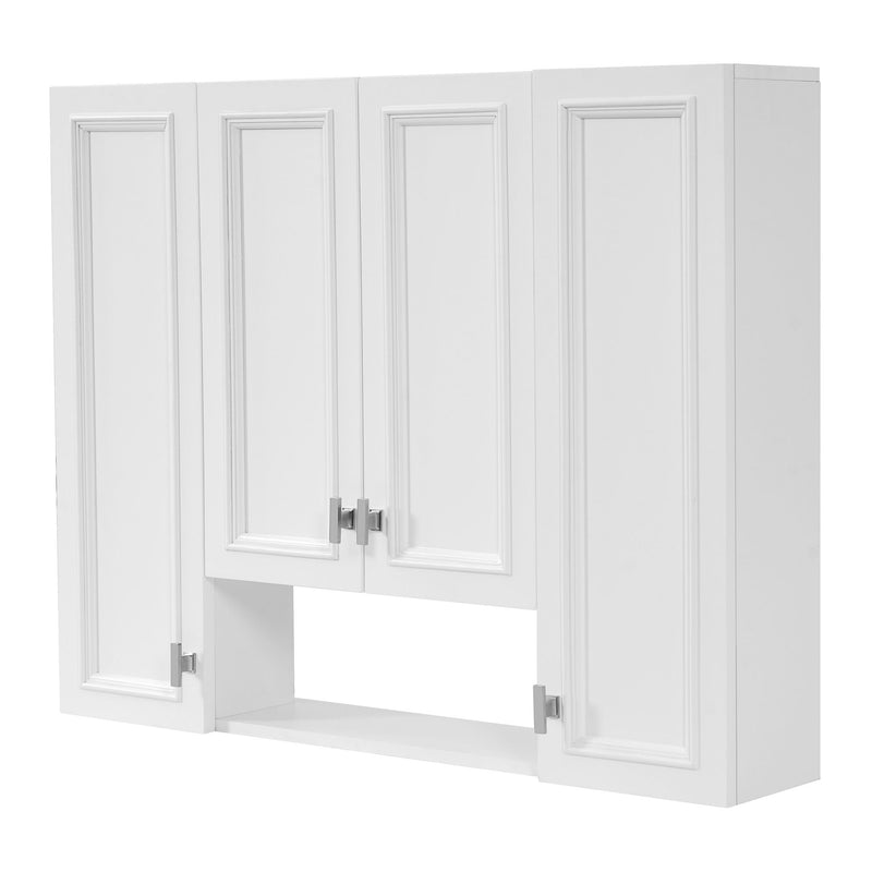 Bathroom Cabinet With 5 Adjustable Shelves, Wall-Mounted Medicine Cabinet, Soft-Closing Hinges, Open Shelving Design - White