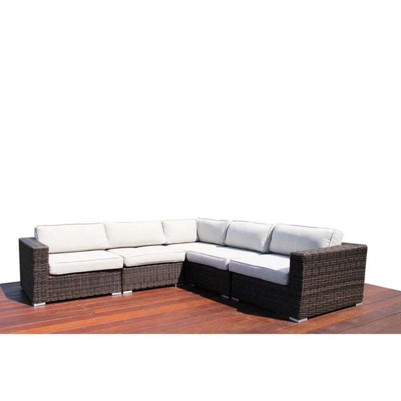 Luxurious Wicker Patio Sectional With Weather Resistant Sunbrella Cushions