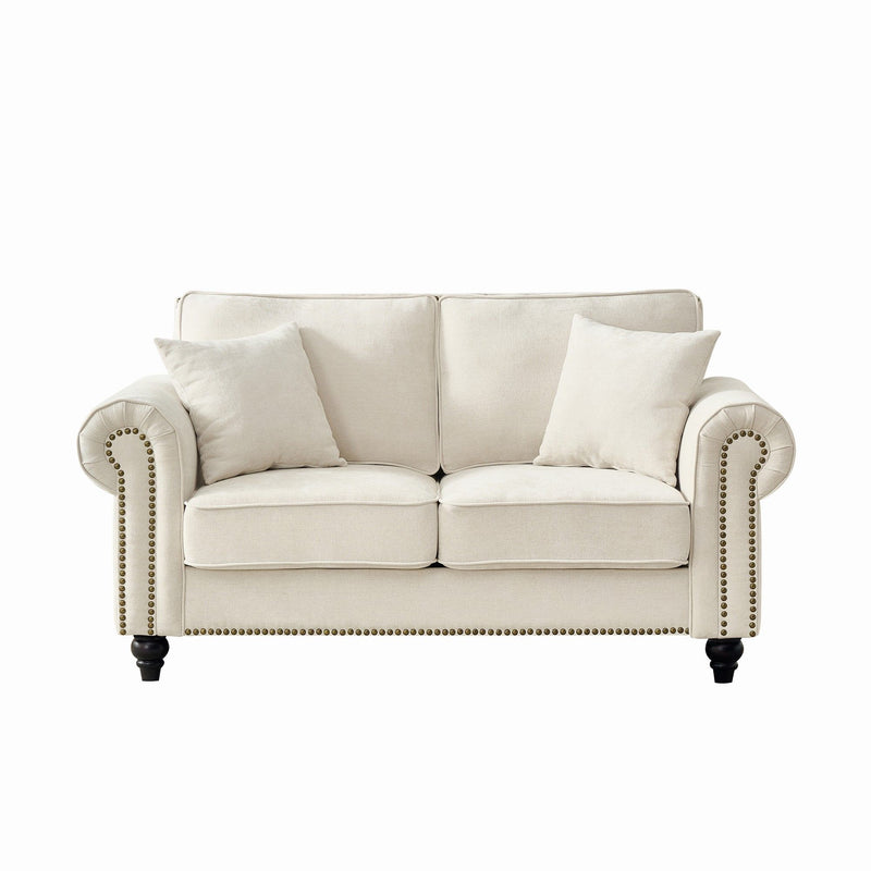 2 Seater Sofa With Rolled Arms, Tufted Upholstered Couch