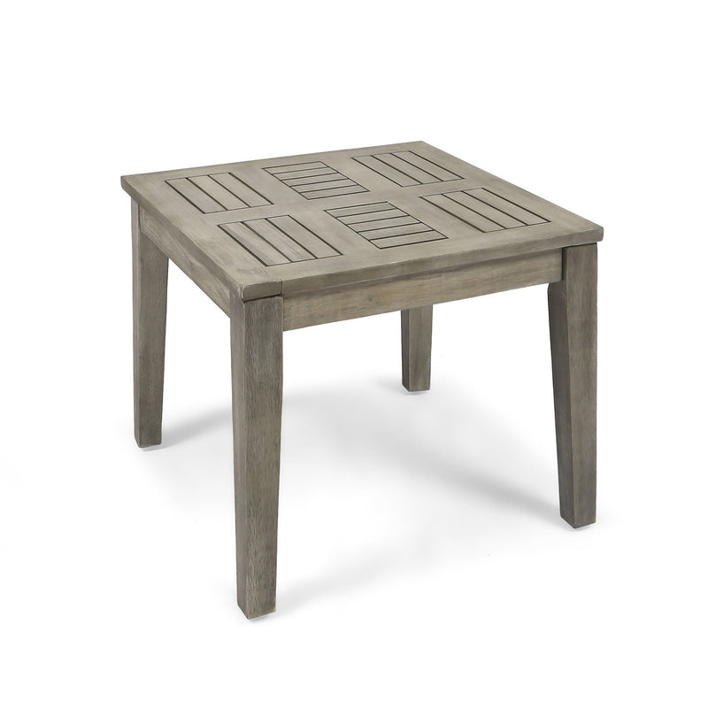 Dexterity - Outdoor Square Side Table With Wood Frame - Gray