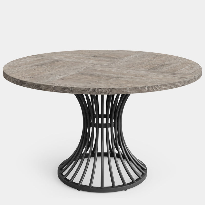 Round Dining Table For 4 - 6, (Table Only) - Gray / Black