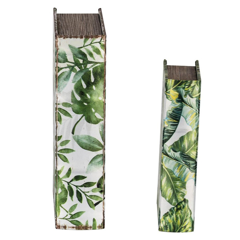 Botanical And Book Boxes (Set of 2) - White / Green