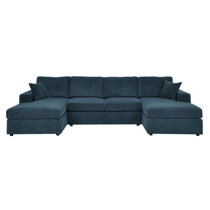 3 Piece Corduroy Double Chaise Sectional Sofa