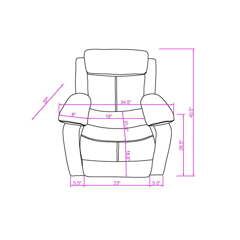 Blanche - Glider Recliner With LED, Pillow Top Arms