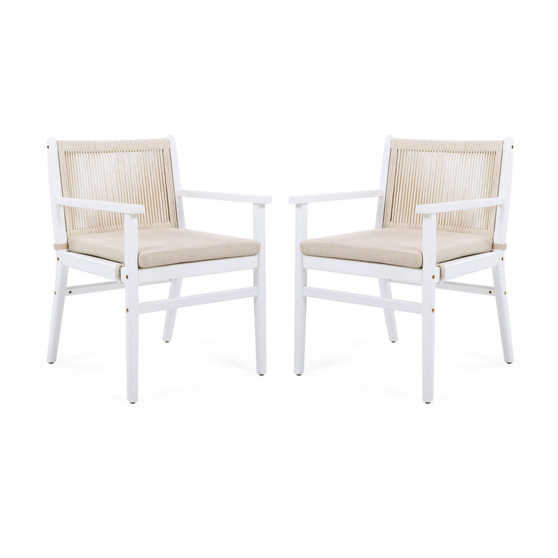 Outdoor Acacia Wood Patio Dining Armchair (Set of 2)