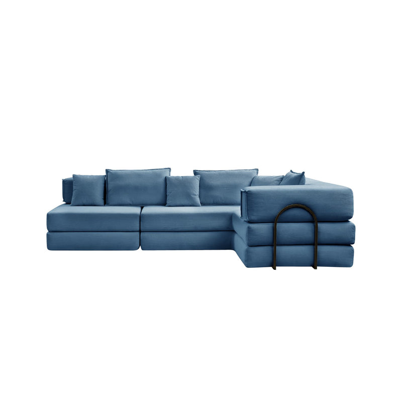 Modular L Shaped Floor Living Room Sofa Set With 6 Pillows