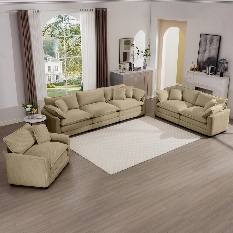 Elegant Corduroy Oversized Sectional Sofa Set With Deep Seats And Flexible Layout