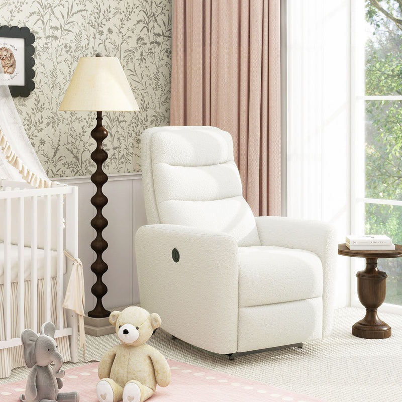 Bloomy - High Back Power Recliner Motion Chair - Chiffon White