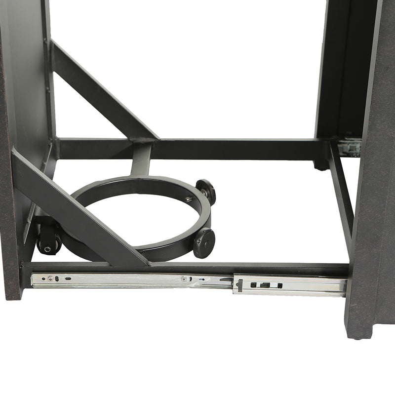 Aluminum Rectangle Fire Table With Fire Glass And Cover - Antique Bronze