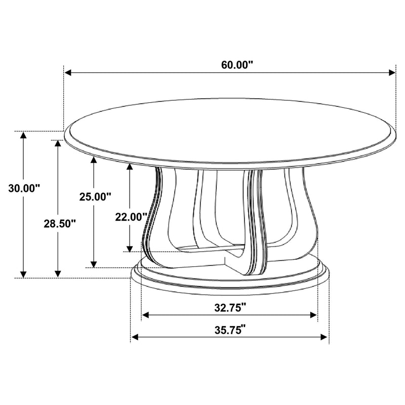 Verdugo - Round Dining Table With Pedestal Base - White Washed