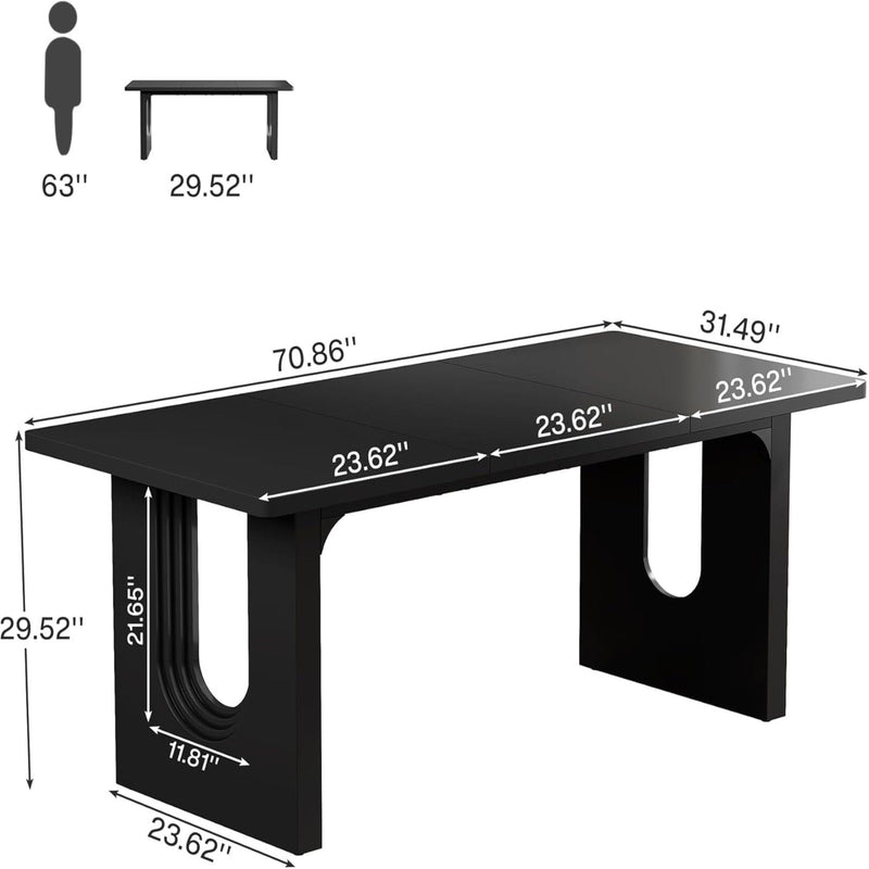Rectangular Dining Table For 6 - 8 People With Pedestal Base