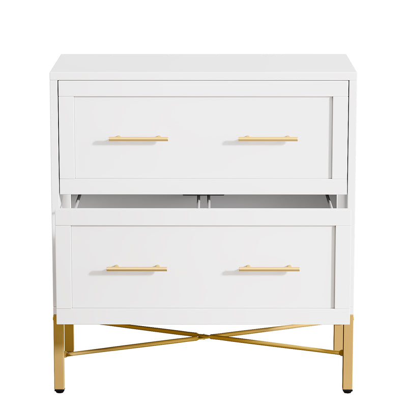 2 Drawer Lateral File Cabinet With Anti Tilt Safety, Filing Storage For Letter / Legal / A4 Files - White