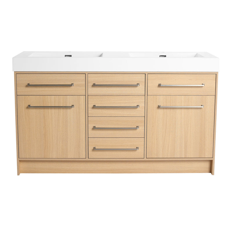 Freestanding Bathroom Vanity With Resin Sink, Soft-Closing Doors And Drawers