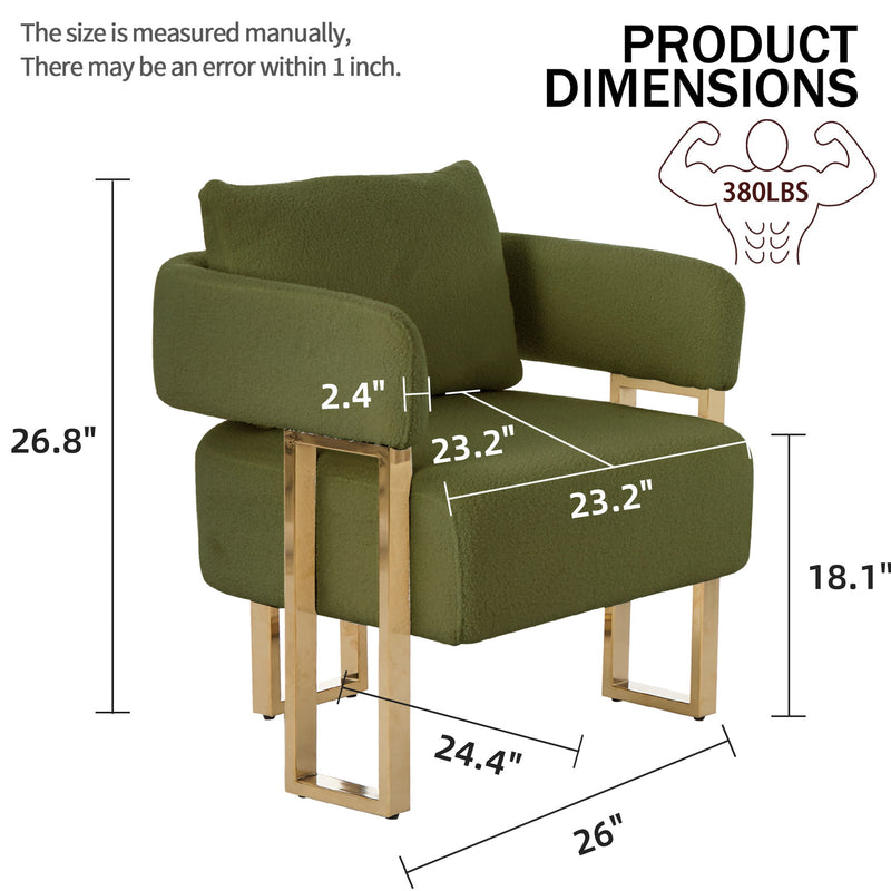 Modern Decorative Chair Teddy Fleece Upholstered And Metal Foot