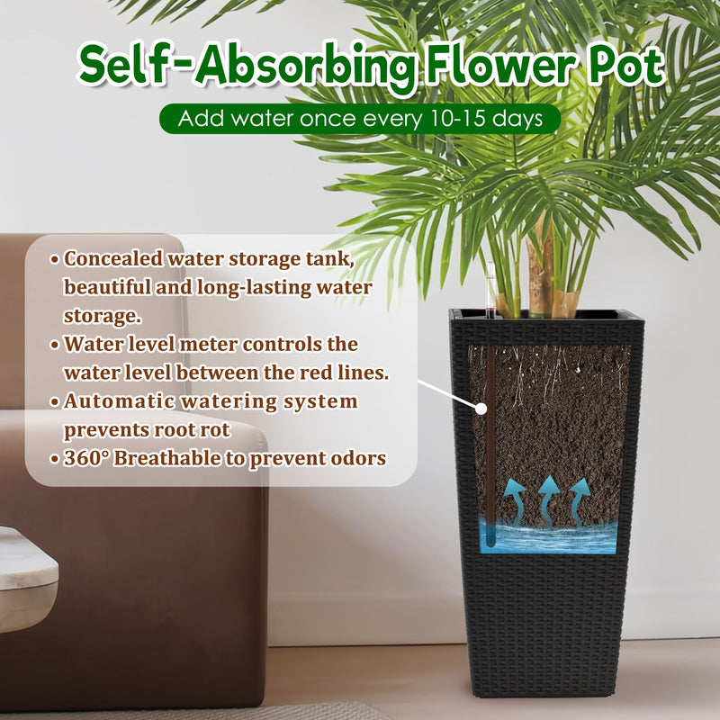 Indoor Outdoor Planter With Automatic Watering System (Set of 2)