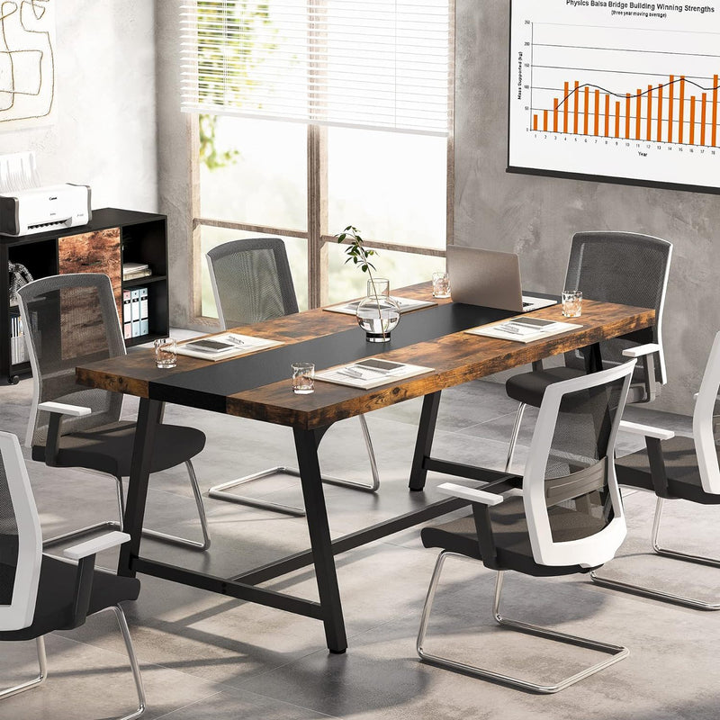 Modern Rectangular Conference Table For 6 - 8 People, Office Executive Desk